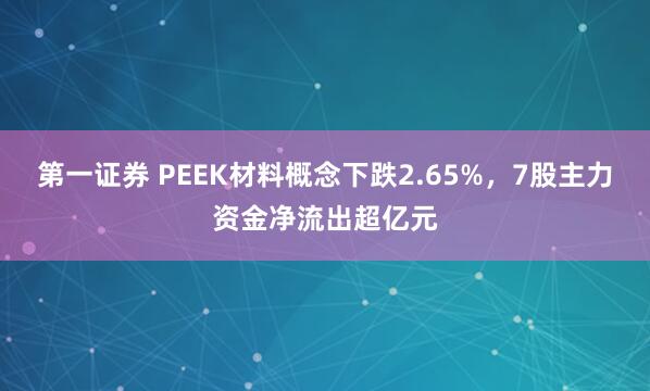 第一证券 PEEK材料概念下跌2.65%，7股主力资金净流出超亿元